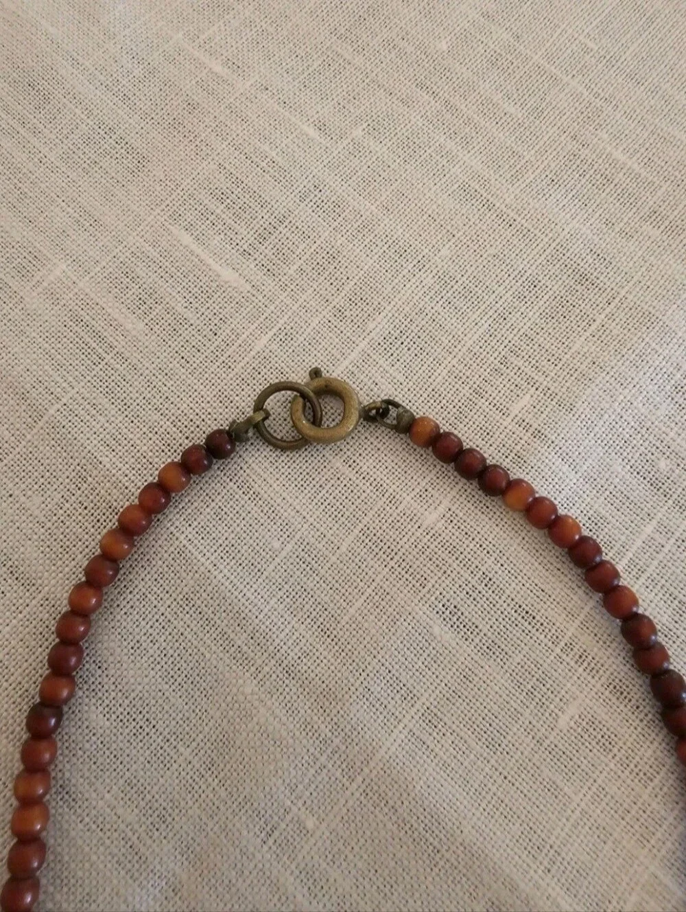 Cool Vintage Sliced Natural Horn Beaded Necklace Brown Red Black Bohemian 16